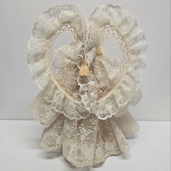 Vintage Corn Husk Cream Lace Angel Doll Christmas Wedding Decor Figurine - Picture 2 of 8